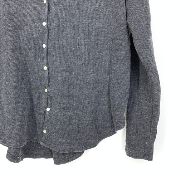 Lucky Brand Thermal Button Front Long Sleeve Top Womens Sz XS Gray V-Neck - Picture 4 of 7